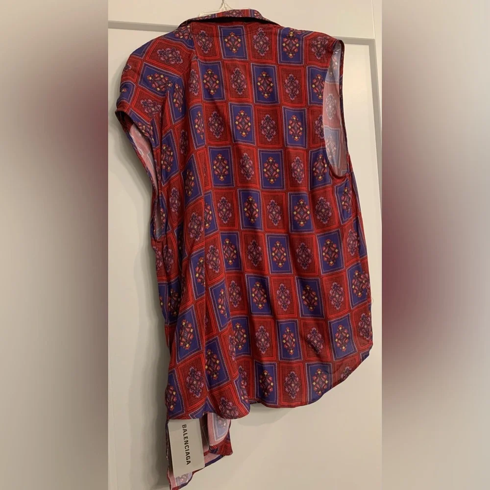 Balenciaga 2019 Convertible Paisley Asymmetrical Button-Up size FR 36 US 4 NWT - Picture 5 of 16